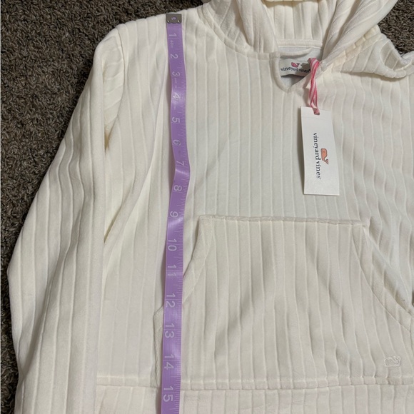 Vineyard Vines Cream Ribbed Hoodie size 7/8 - Picture 5 of 6